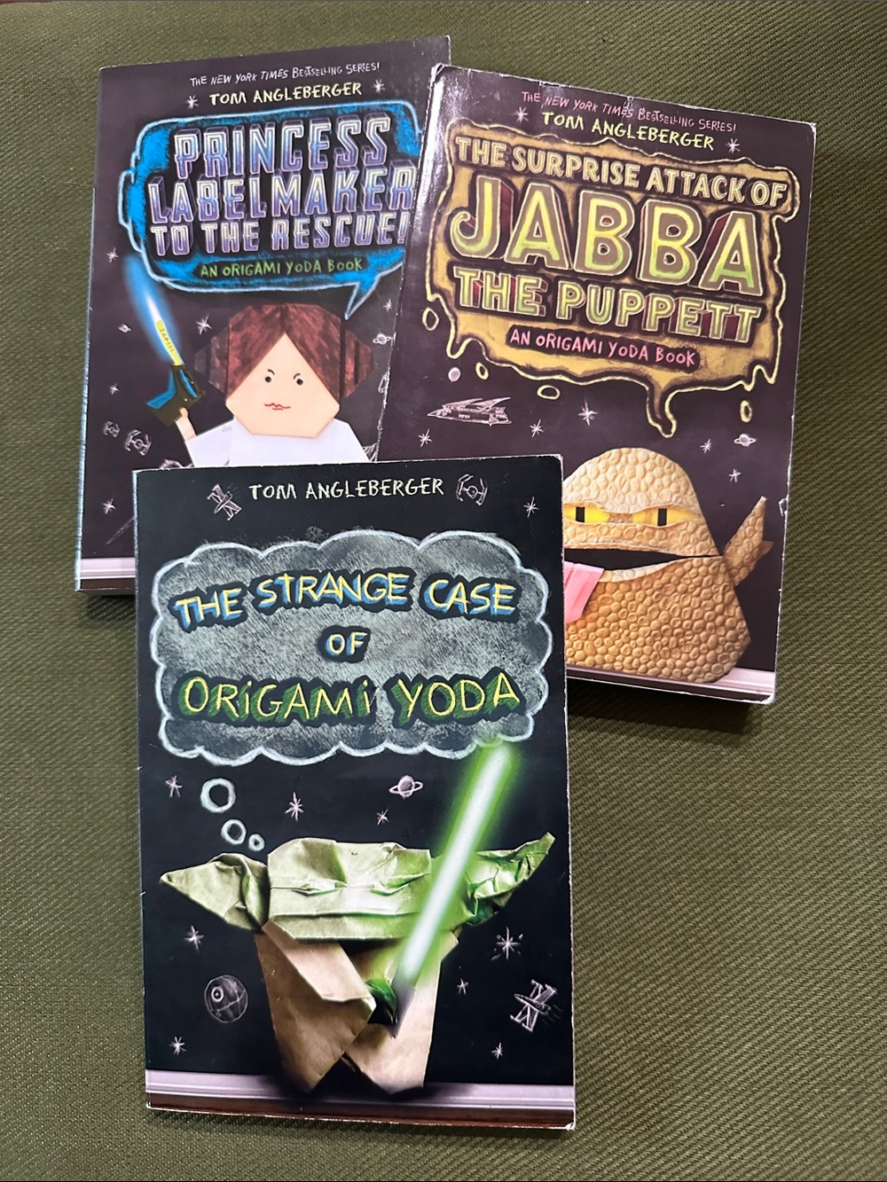 Origami Yoda Book Lot 3 Tom Angleberger Jabba Puppett Princess Labelmaker